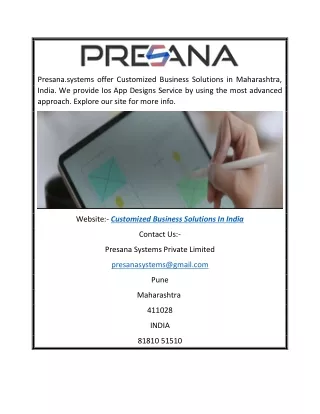 Customized Business Solutions in India | Presana.systems