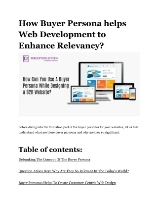 How Buyer Persona helps Web Development to Enhance Relevancy