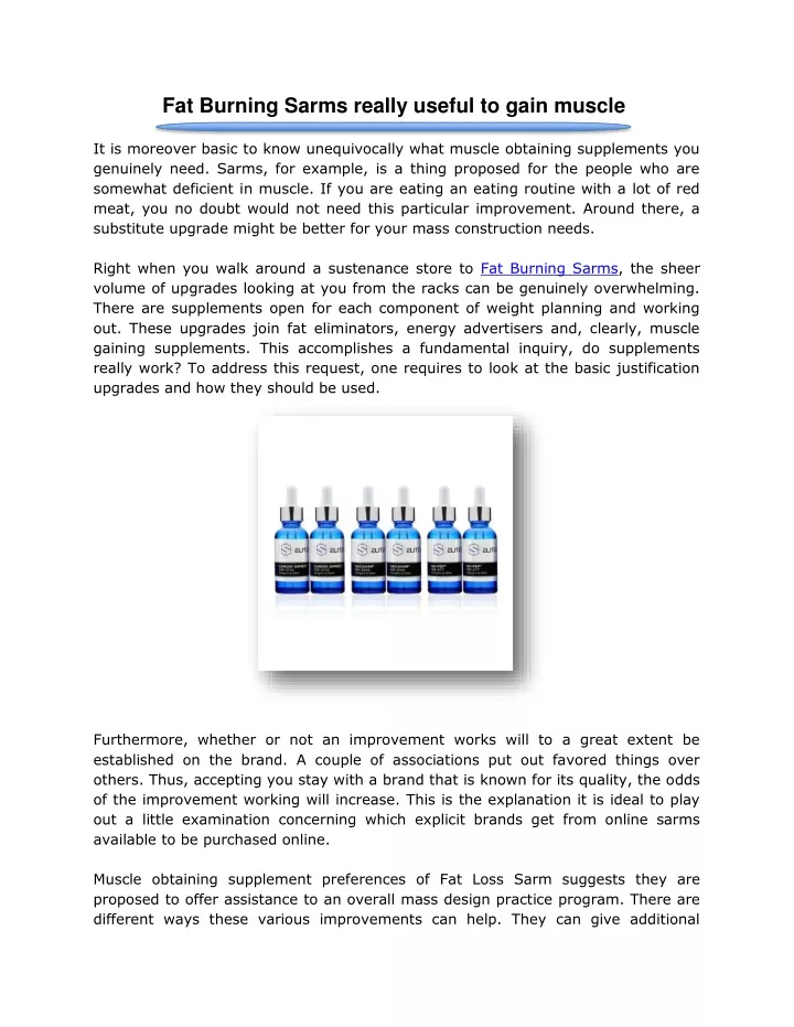 fat burning sarms really useful to gain muscle