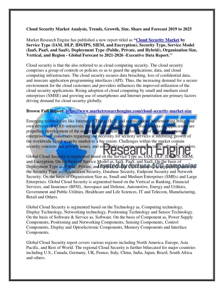 cloud security market analysis trends growth size