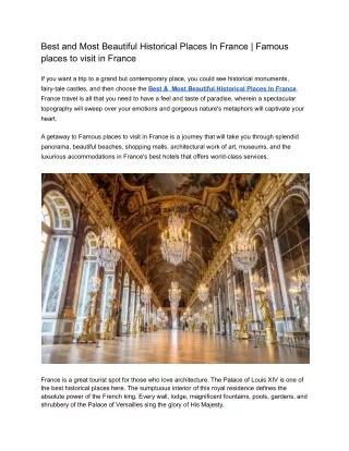Best and Most Beautiful Historical Places In France
