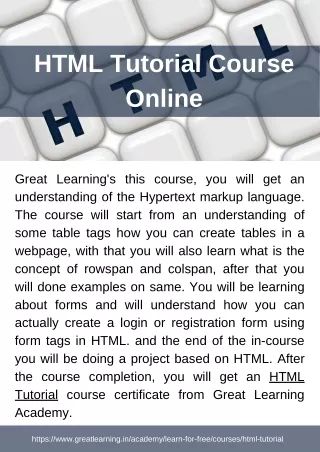 HTML Tutorial Course Online