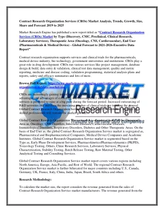 Contract Research Organization Services (CROs) Market