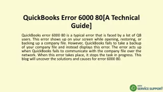 QuickBooks Error 6000 80[A Technical Guide]