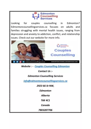 Couples Counselling Edmonton | Edmontoncounsellingservices.ca