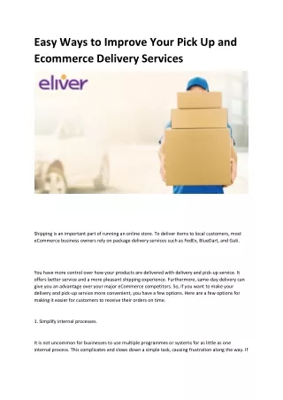 easy ways to improve your pick up and ecommerce