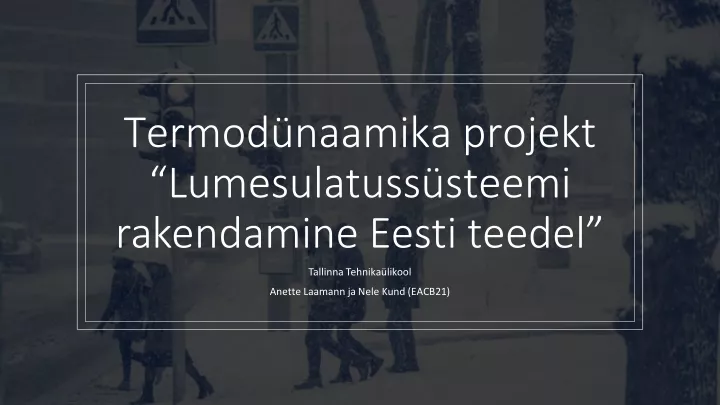 termod naamika projekt lumesulatuss steemi rakendamine eesti teedel