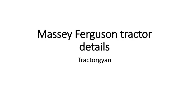 massey ferguson tractor details