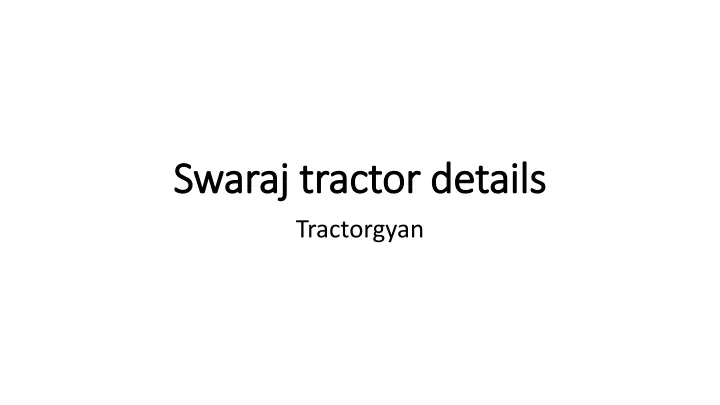 swaraj tractor details