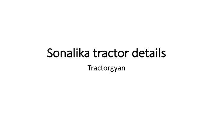 sonalika tractor details