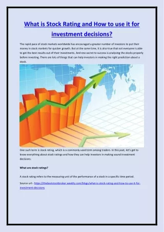 what is stock rating and how to use it for