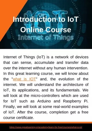 Introduction to IoT Online Course