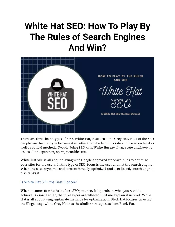 white hat seo how to play by the rules of search