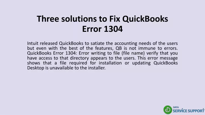 three solutions to fix quickbooks error 1304