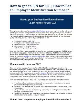 how to get an ein for llc how to get an employer