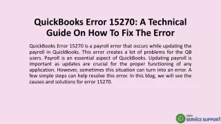 QuickBooks Error 15270: A Technical Guide On How To Fix The Error