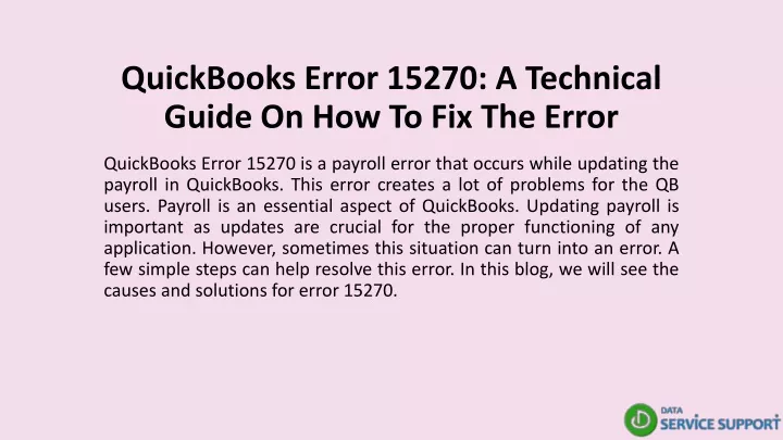 quickbooks error 15270 a technical guide on how to fix the error