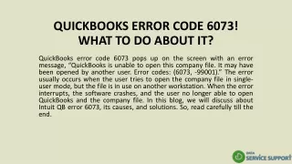 QUICKBOOKS ERROR CODE 6073! WHAT TO DO ABOUT IT?