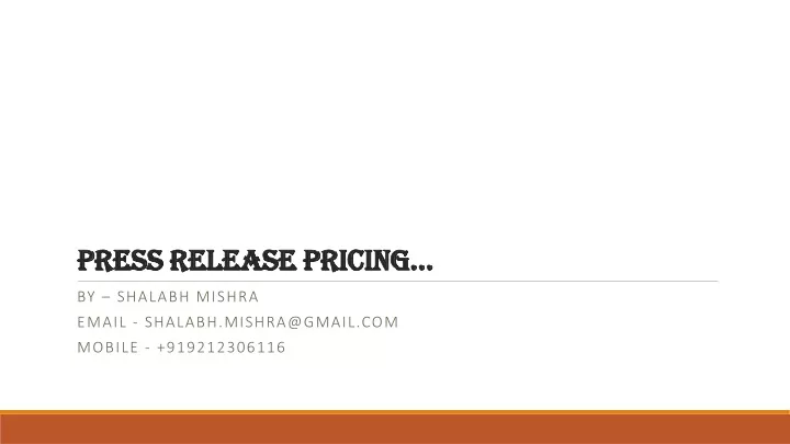 press release pricing