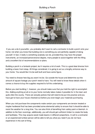 building a porch
