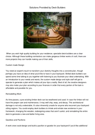 solutions provided by deck builders