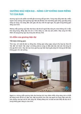 Giường ngủ hiện đại – Nâng cấp không gian riêng tư của bạn