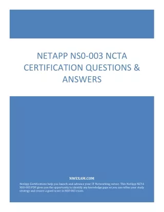 netapp ns0 003 ncta certification questions