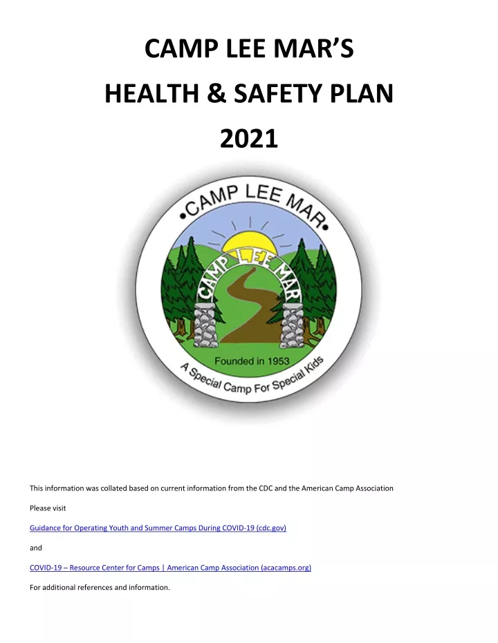 camp lee mar s health safety plan 2021