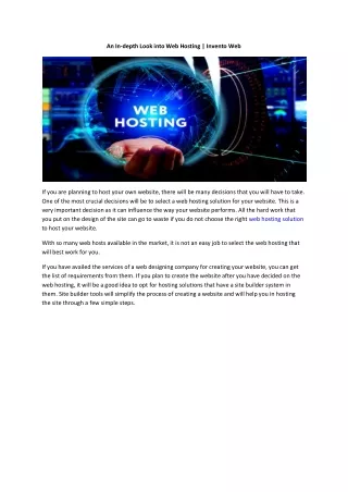 an in depth look into web hosting invento web