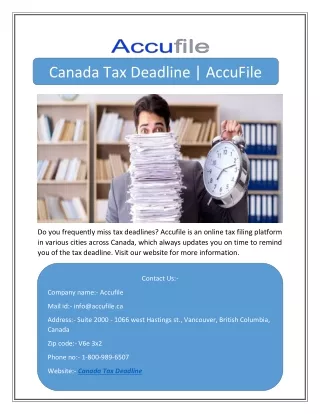 Canada Tax Deadline | AccuFile