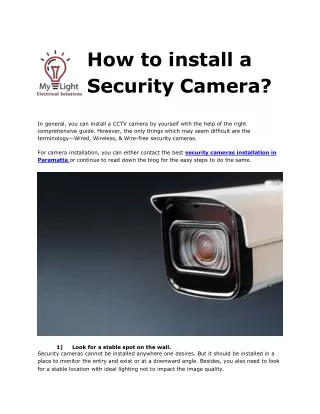 How to install a Security Camera?