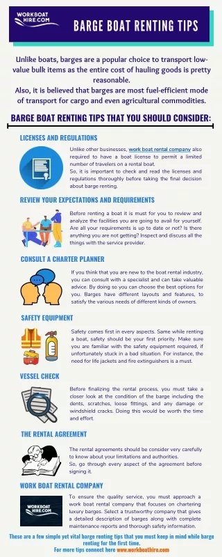b a rge bo a t renting tips