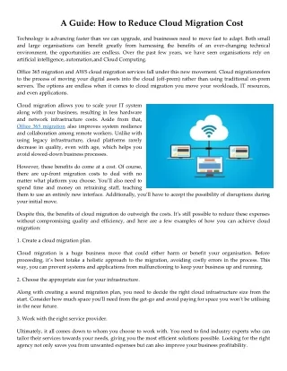 A Guide: How to Reduce Cloud Migration Cost