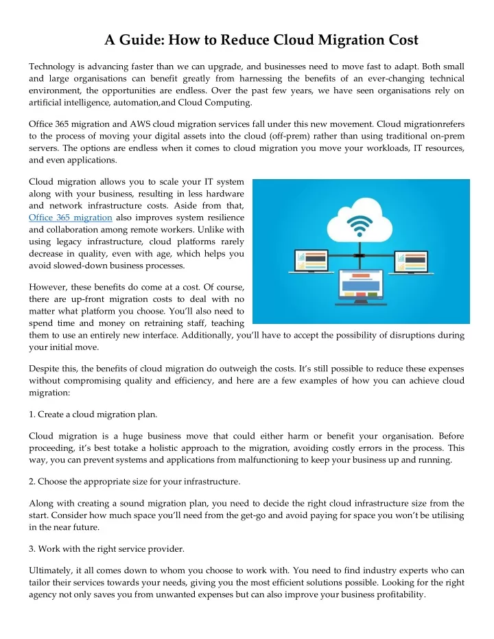 a guide how to reduce cloud migration cost