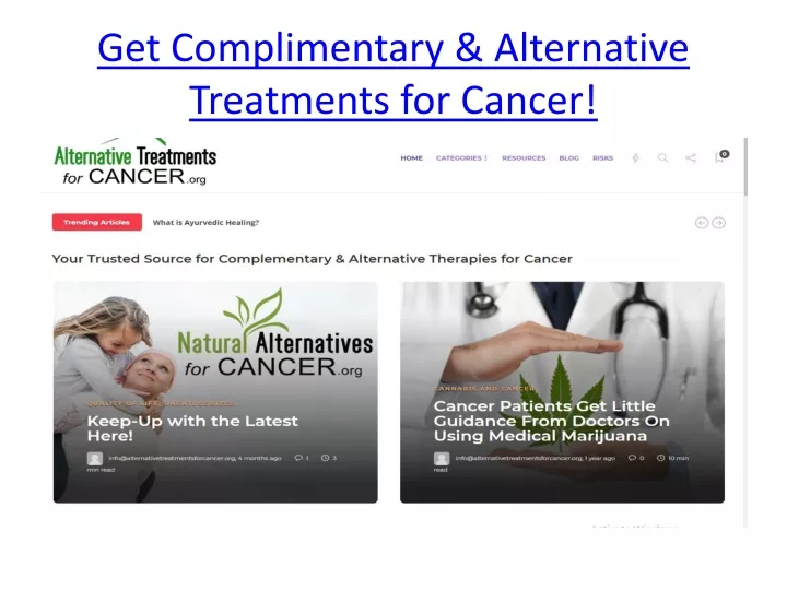 get complimentary alternative treatments for cancer