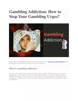 gambling addiction how to stop your gambling urges