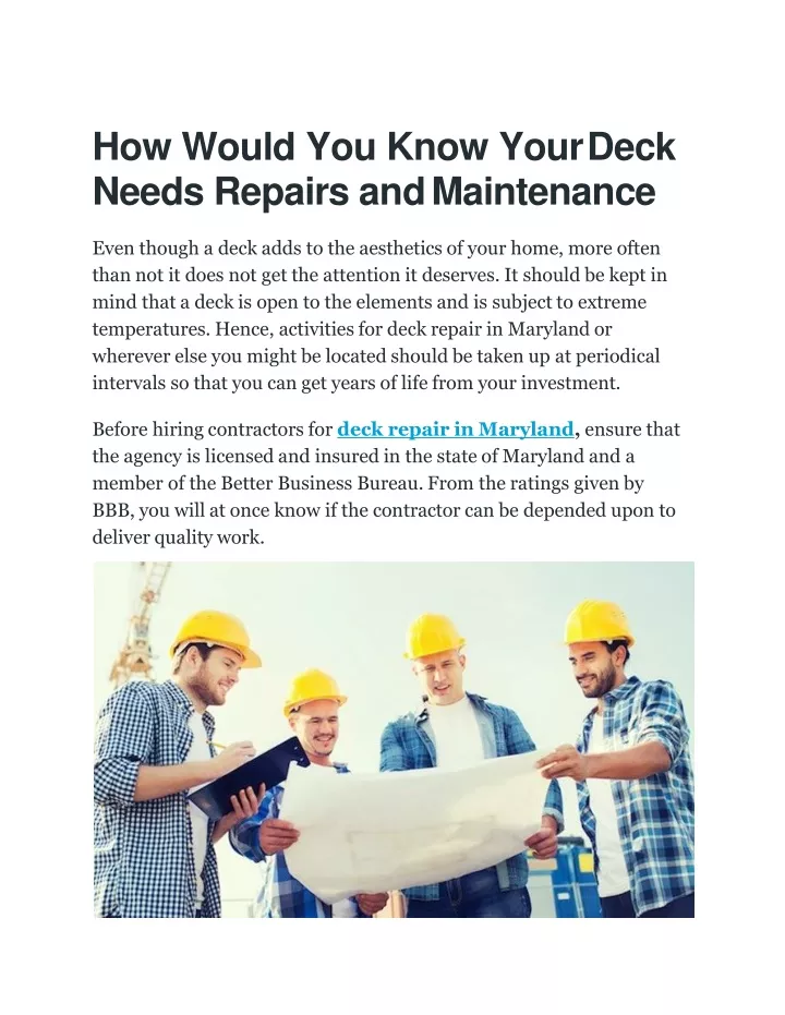 how would you know your deck needs repairs and maintenance