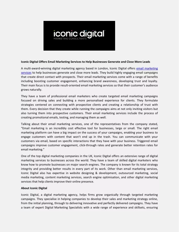 iconic digital offers email marketing services