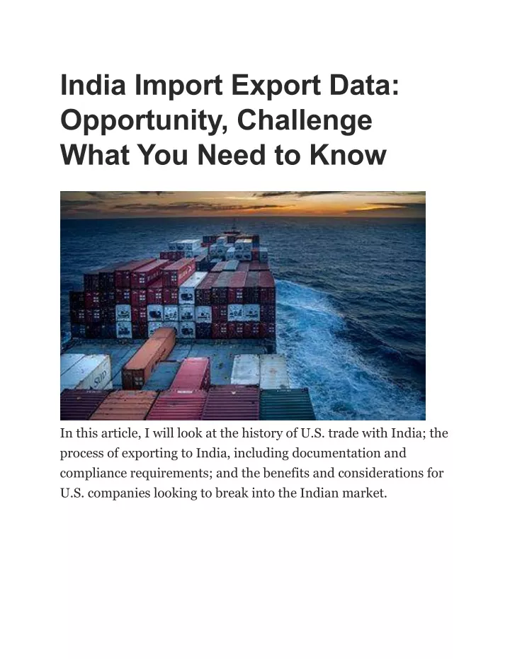 india import export data opportunity challenge