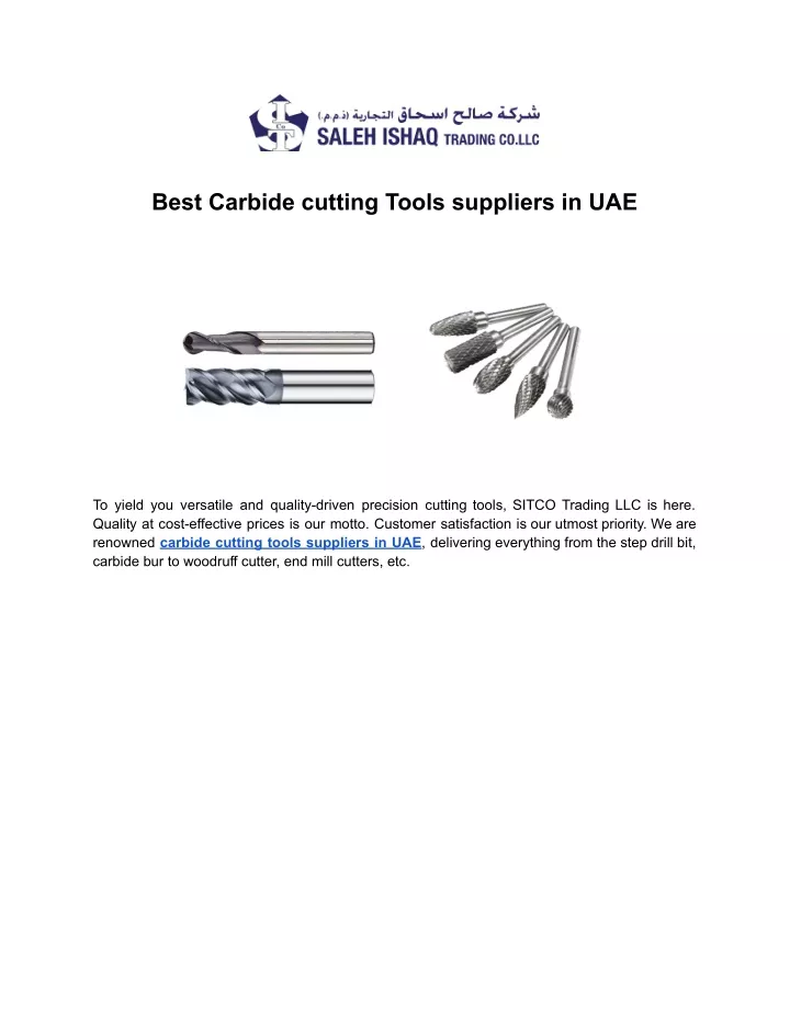 best carbide cutting tools suppliers in uae