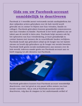 gids om uw facebook account onmiddellijk
