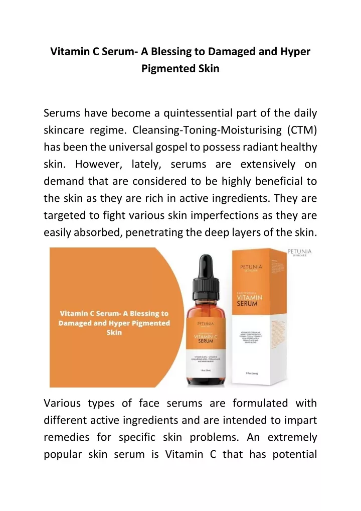 vitamin c serum a blessing to damaged and hyper