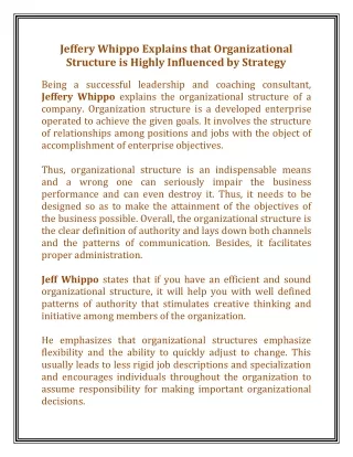 jeffery whippo explains that organizational