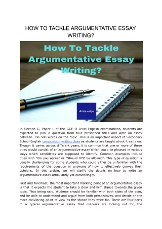 how to tackle argumentative essay writing