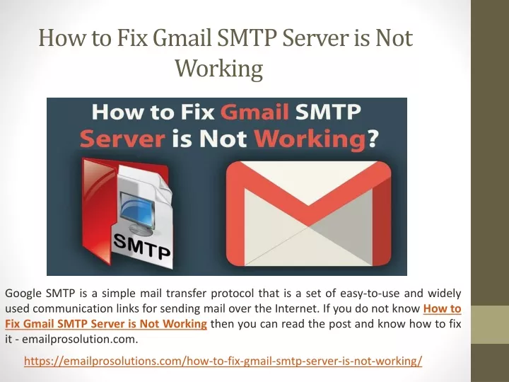 how to fix gmail smtp server is not working