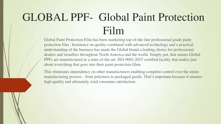 global ppf global paint protection film