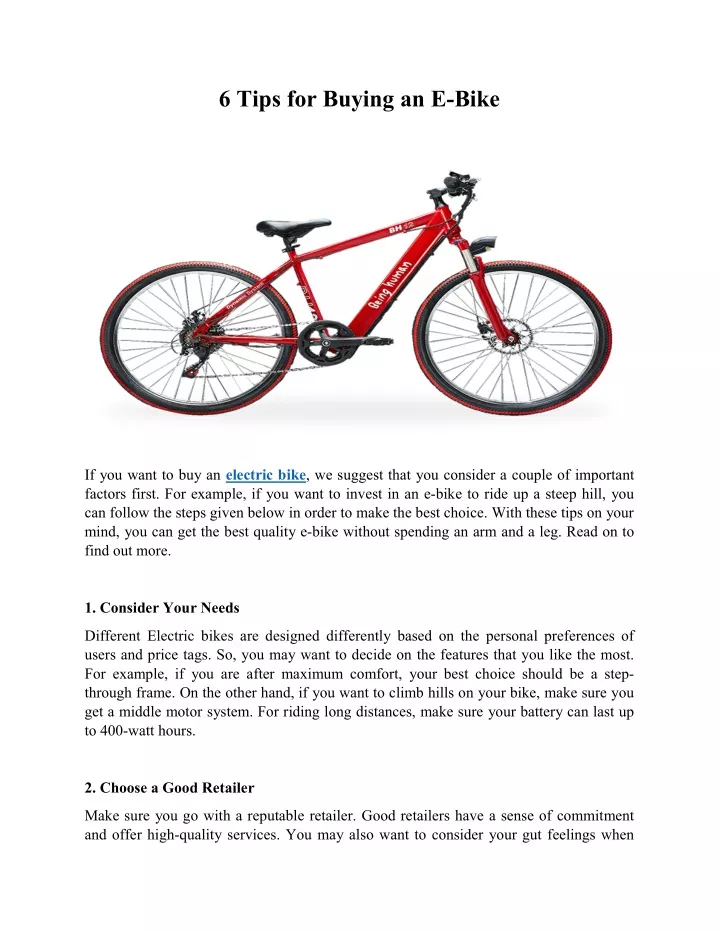 6 tips for buying an e bike