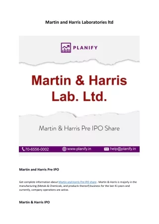 martin and harris laboratories ltd
