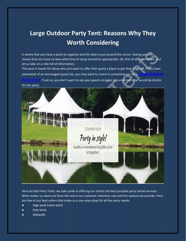 large outdoor party tent reasons why they worth