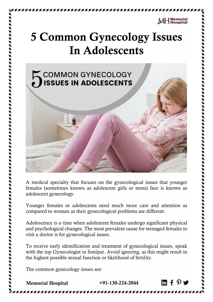 5 common gynecology issues in adolescents